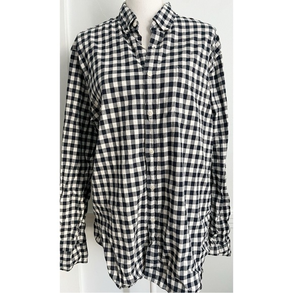 J. Crew • Dark Navy White Plaid Button Down Classic Shirt - Picture 1 of 5